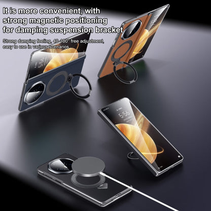 For Honor Magic V3 SULADA Top Grain Leather MagSafe Magnetic Holder Phone Case(Black)