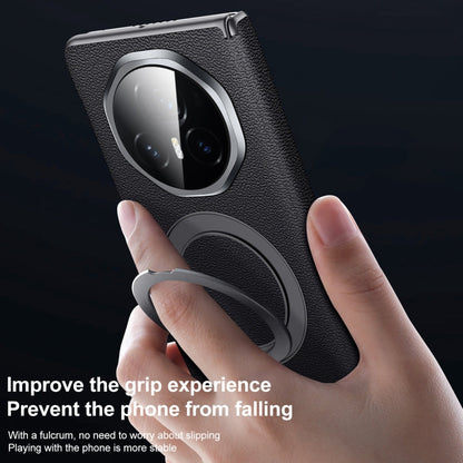 For Honor Magic V3 SULADA Top Grain Leather MagSafe Magnetic Holder Phone Case(Black)