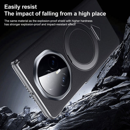 For Honor Magic V3 SULADA Top Grain Leather MagSafe Magnetic Holder Phone Case(Blue)