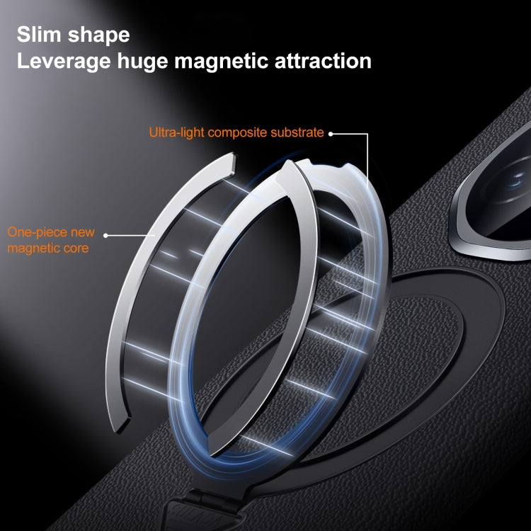 For Honor Magic V3 SULADA Top Grain Leather MagSafe Magnetic Holder Phone Case(Brown)