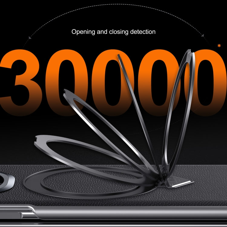 For Honor Magic V3 SULADA Top Grain Leather MagSafe Magnetic Holder Phone Case(Black)