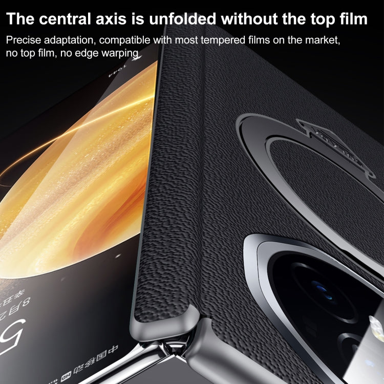 For Honor Magic V3 SULADA Top Grain Leather MagSafe Magnetic Holder Phone Case(Blue)