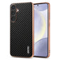 For Samsung Galaxy S25 5G AZNS Electroplated Edge Carbon Fiber Texture Phone Case(Black)