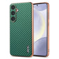 For Samsung Galaxy S25+ 5G AZNS Electroplated Edge Carbon Fiber Texture Phone Case(Green)