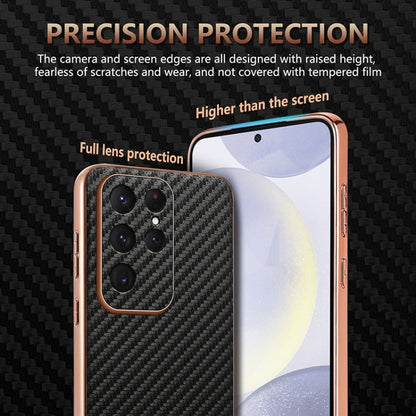 For Samsung Galaxy S25 Ultra 5G AZNS Electroplated Edge Carbon Fiber Texture Phone Case(Black)