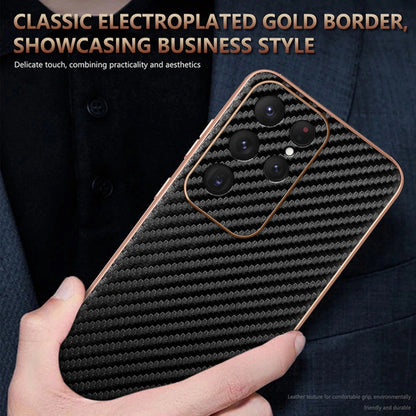 For Samsung Galaxy S25 Ultra 5G AZNS Electroplated Edge Carbon Fiber Texture Phone Case(Blue)