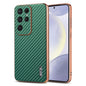 For Samsung Galaxy S25 Ultra 5G AZNS Electroplated Edge Carbon Fiber Texture Phone Case(Green)