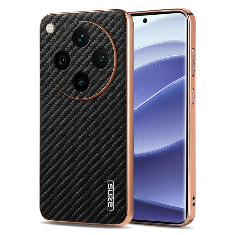For OPPO Find X8 Pro AZNS Electroplated Edge Carbon Fiber Texture Phone Case(Black)