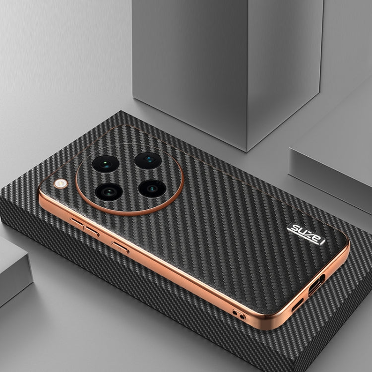 For OPPO Find X8 Pro AZNS Electroplated Edge Carbon Fiber Texture Phone Case(Black)