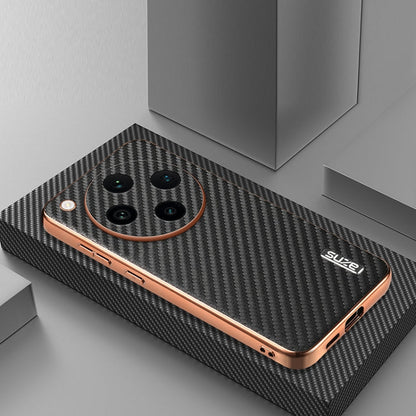 For OPPO Find X8 Pro AZNS Electroplated Edge Carbon Fiber Texture Phone Case(Black)
