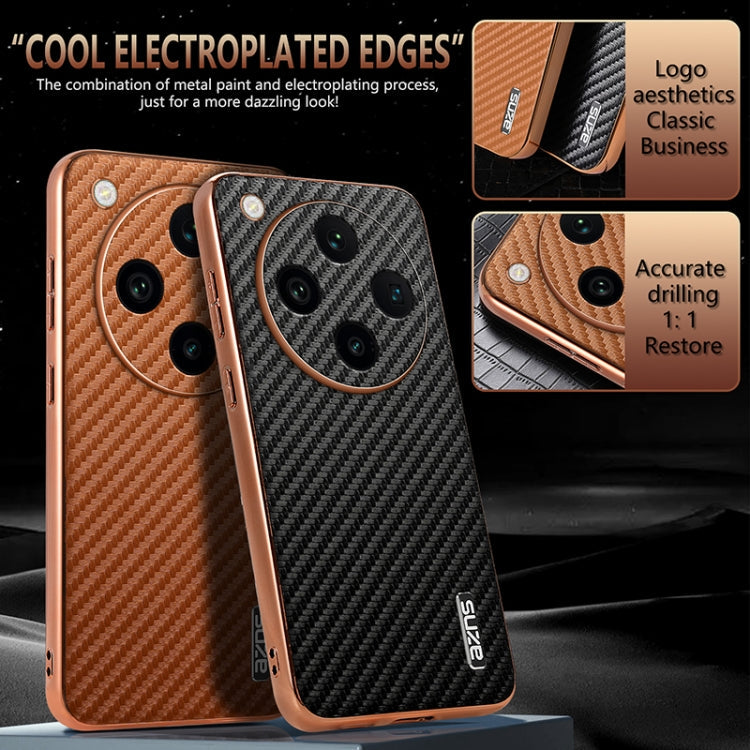 For OPPO Find X8 Pro AZNS Electroplated Edge Carbon Fiber Texture Phone Case(Black)