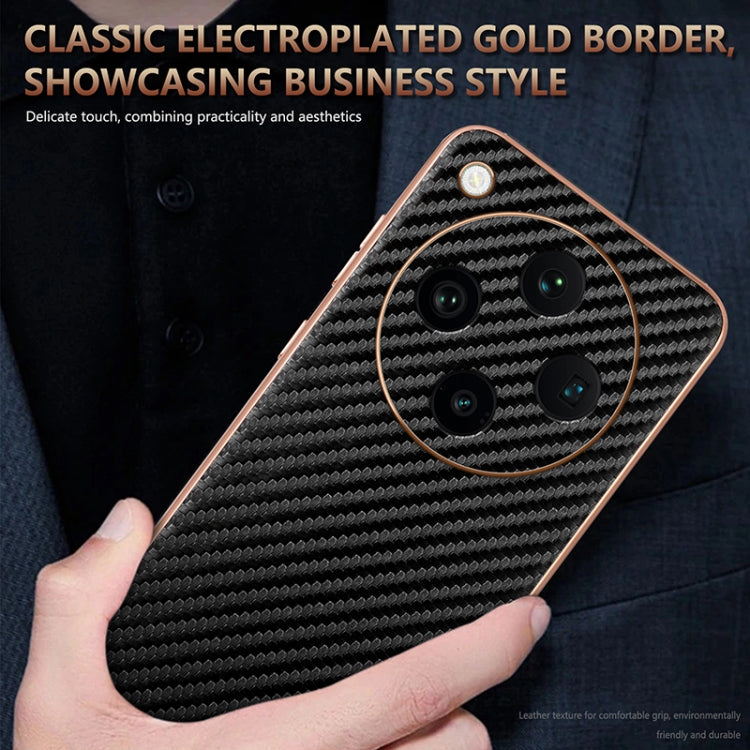 For OPPO Find X8 Pro AZNS Electroplated Edge Carbon Fiber Texture Phone Case(Brown)