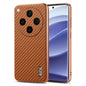 For OPPO Find X8 Pro AZNS Electroplated Edge Carbon Fiber Texture Phone Case(Brown)