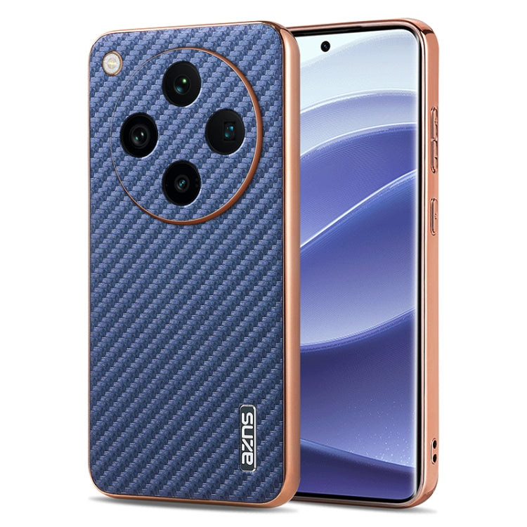 For OPPO Find X8 Pro AZNS Electroplated Edge Carbon Fiber Texture Phone Case(Blue)