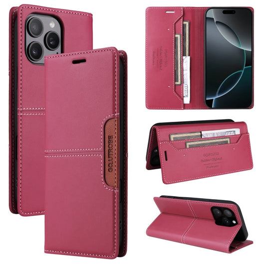Pour iPhone 12 Pro Max Étui Portefeuille en Cuir Anti-RFID GQUTROBE G01 (Rouge)