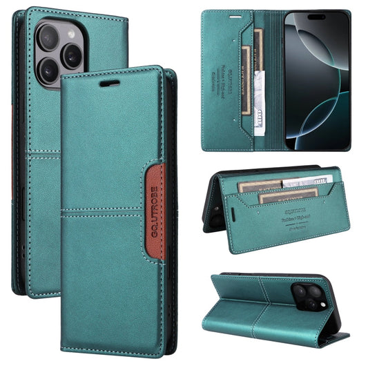 Pour iPhone 12 Pro Max Étui portefeuille en cuir anti-vol RFID GQUTROBE G01 (vert)