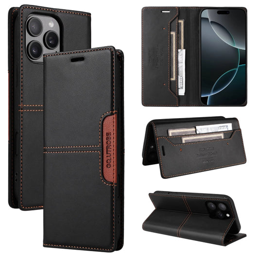 Pour iPhone 13 Pro GQUTROBE G01 Étui en cuir antivol RFID (Noir)