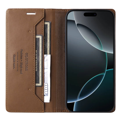 For iPhone 15 Pro Max GQUTROBE G01 RFID Anti-theft Leather Phone Case(Brown)