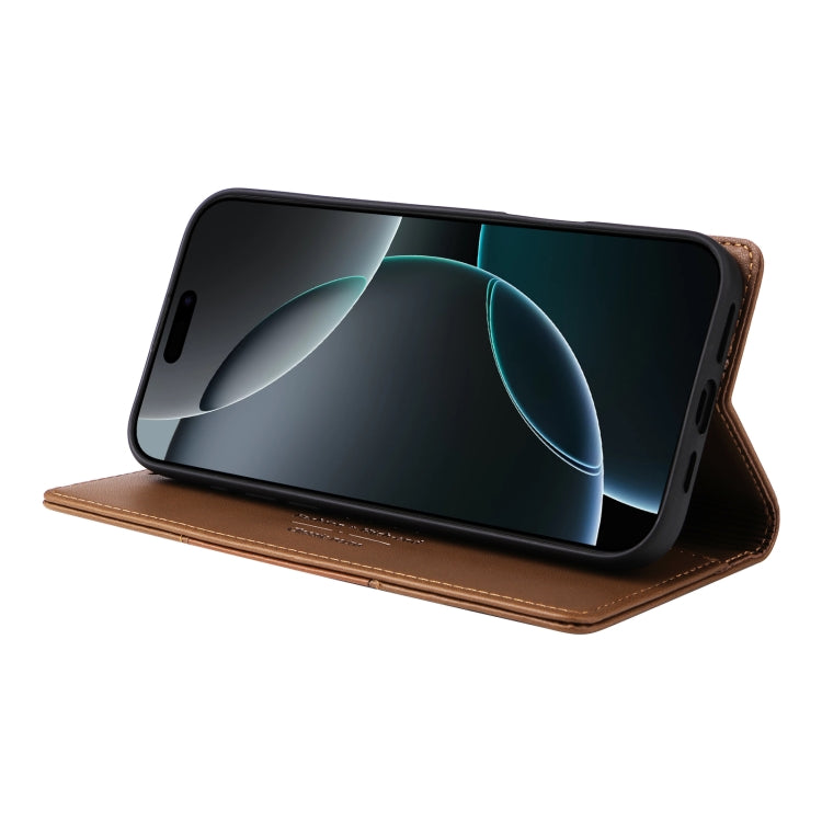 For iPhone 16 Pro Max GQUTROBE G01 RFID Anti-theft Leather Phone Case(Brown)