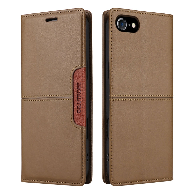 For iPhone SE 2022 / SE 2020 / 8 / 7 GQUTROBE G01 RFID Anti-theft Leather Phone Case(Brown)