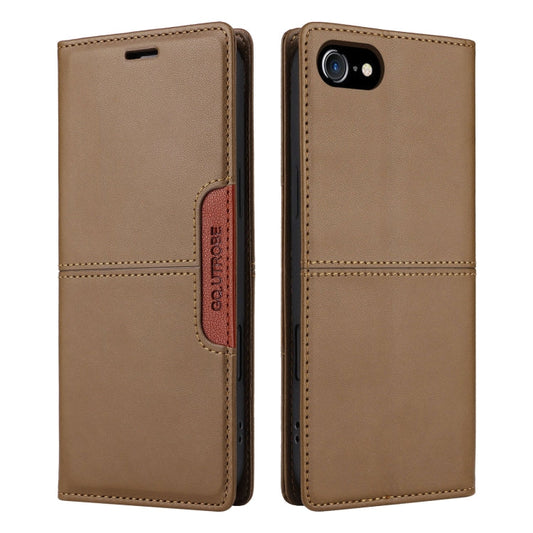 For iPhone SE 2022 / SE 2020 / 8 / 7 GQUTROBE G01 RFID Anti-theft Leather Phone Case(Brown)