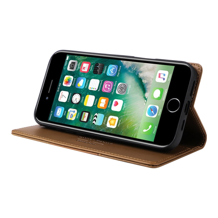 For iPhone SE 2022 / SE 2020 / 8 / 7 GQUTROBE G01 RFID Anti-theft Leather Phone Case(Brown)