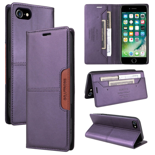 For iPhone SE 2022 / SE 2020 / 8 / 7 GQUTROBE G01 RFID Anti-theft Leather Phone Case(Purple)