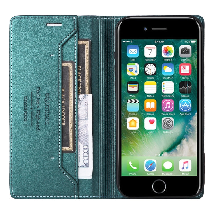 For iPhone SE 2022 / SE 2020 / 8 / 7 GQUTROBE G01 RFID Anti-theft Leather Phone Case(Green)