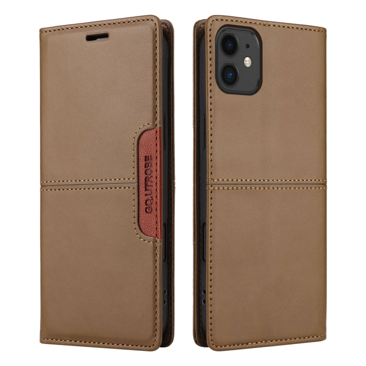 For iPhone 11 GQUTROBE G01 RFID Anti-theft Leather Phone Case(Brown)