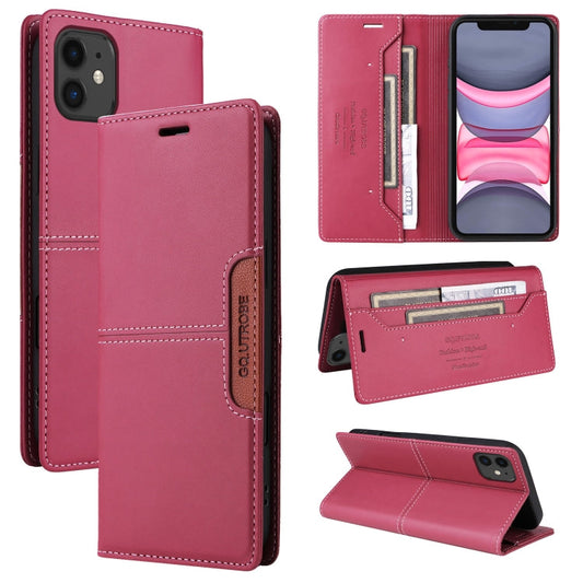 Pour iPhone 12 Étui en cuir GQUTROBE G01 avec protection RFID (Rouge)