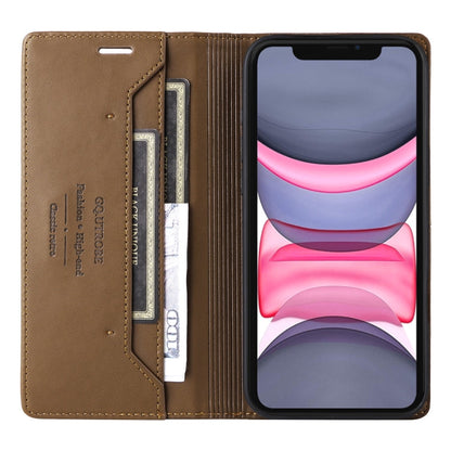 For iPhone 12 GQUTROBE G01 RFID Anti-theft Leather Phone Case(Brown)