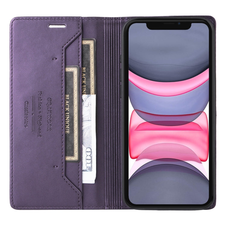 For iPhone 12 GQUTROBE G01 RFID Anti-theft Leather Phone Case(Purple)