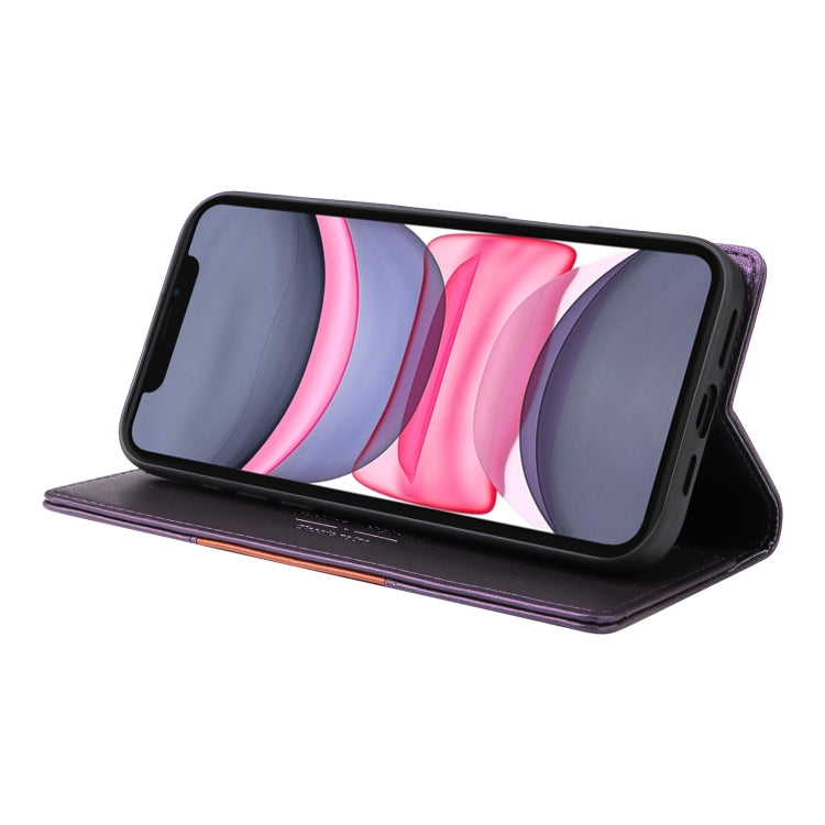 For iPhone 12 GQUTROBE G01 RFID Anti-theft Leather Phone Case(Purple)