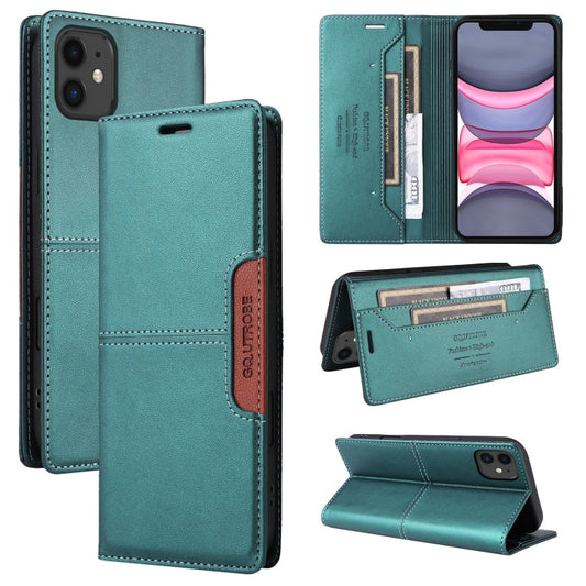 Pour iPhone 12 Étui en Cuir Antivol RFID GQUTROBE G01 (Vert)