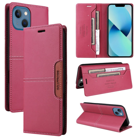 Pour iPhone 14 / 13 GQUTROBE G01 Étui de téléphone en cuir anti-vol RFID (Rouge)