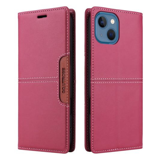 Pour iPhone 14 / 13 GQUTROBE G01 Étui de téléphone en cuir anti-vol RFID (Rouge)
