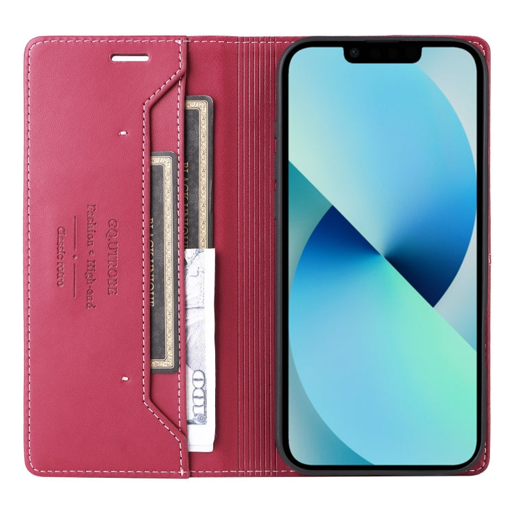 For iPhone 14 / 13 GQUTROBE G01 RFID Anti-theft Leather Phone Case(Red)