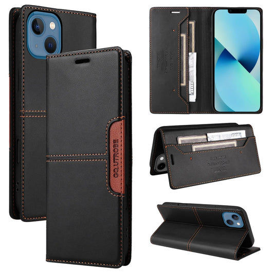 Pour iPhone 14 / 13 GQUTROBE G01 Étui de téléphone en cuir anti-vol RFID (Noir)