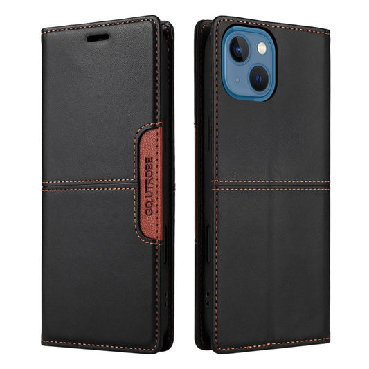 Pour iPhone 14 / 13 GQUTROBE G01 Étui de téléphone en cuir anti-vol RFID (Noir)