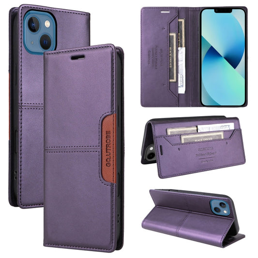 Pour iPhone 14 / 13 GQUTROBE G01 Étui de téléphone en cuir anti-vol RFID (violet)