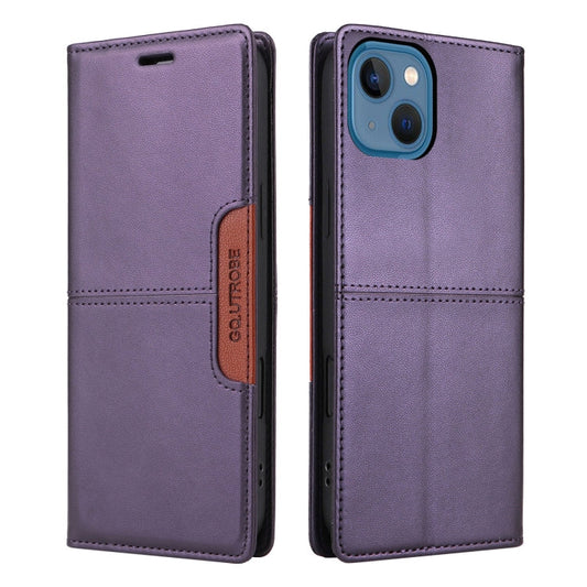 Pour iPhone 14 / 13 GQUTROBE G01 Étui de téléphone en cuir anti-vol RFID (violet)