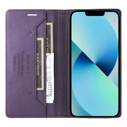 For iPhone 14 / 13 GQUTROBE G01 RFID Anti-theft Leather Phone Case(Purple)