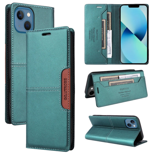 Pour iPhone 14 / 13 GQUTROBE G01 Étui Portefeuille en Cuir Antivol RFID (Vert)
