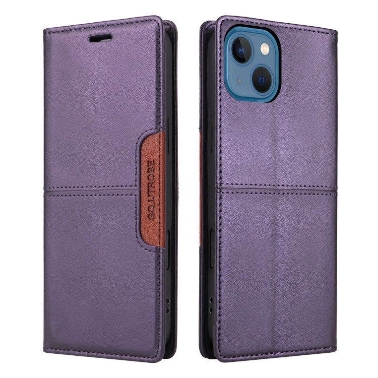 For iPhone 15 Plus / 14 Plus GQUTROBE G01 RFID Anti-theft Leather Phone Case(Purple)