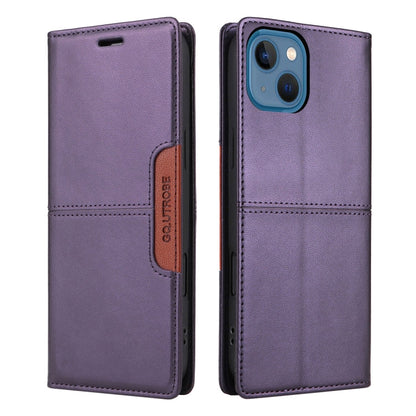 For iPhone 15 Plus / 14 Plus GQUTROBE G01 RFID Anti-theft Leather Phone Case(Purple)