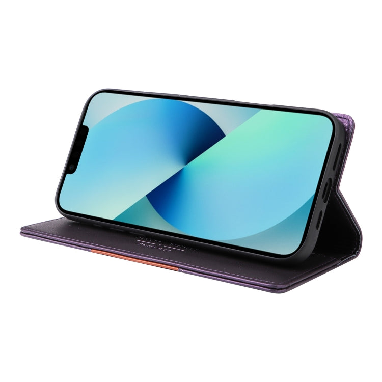 For iPhone 15 Plus / 14 Plus GQUTROBE G01 RFID Anti-theft Leather Phone Case(Purple)