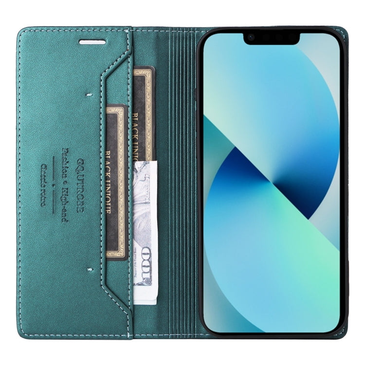 For iPhone 15 Plus / 14 Plus GQUTROBE G01 RFID Anti-theft Leather Phone Case(Green)