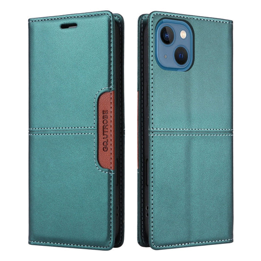 For iPhone 15 GQUTROBE G01 RFID Anti-theft Leather Phone Case(Green)