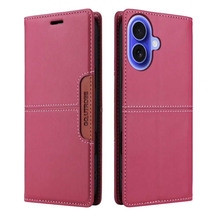 For iPhone 16 GQUTROBE G01 RFID Anti-theft Leather Phone Case(Red)