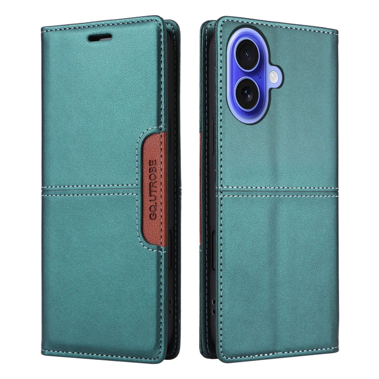 For iPhone 16 GQUTROBE G01 RFID Anti-theft Leather Phone Case(Green)
